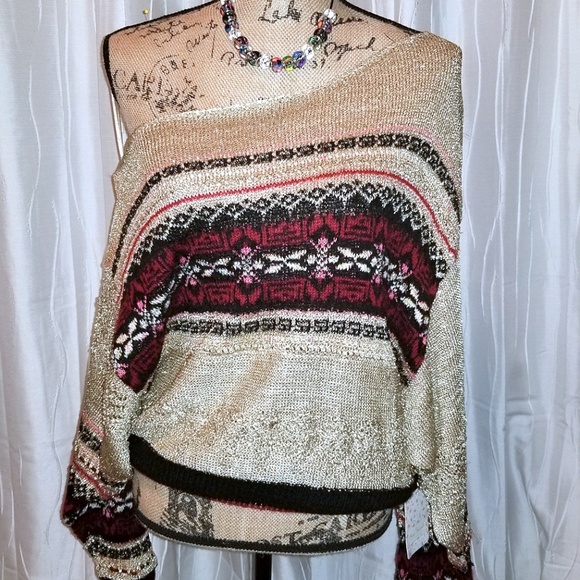 Free People Tops - Free People Off the Shoulder Gold Sweater NWT